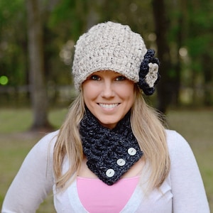 Womens button scarf womans chunky crochet cowl knit scarves warm cozy fall finds winter neck warmer unique gifts for her charcoal gray grey