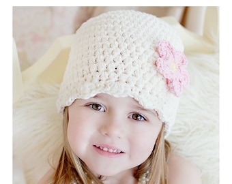 Girls personalized flower hat 40 colors custom crochet beanie back to school fall fashion autumn knitwear knit winter outerwear 4T clothes