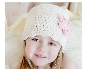 Girls personalized flower hat 34 colors custom crochet beanie back to school fall fashion autumn knitwear knit winter outerwear 4T clothes