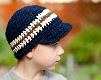 Custom Kleinkind Jungen Mütze 34 Farben häkeln Jungen Mütze gestreifte Schirm Beanie angepasste Wintermütze personalisierte Strickmütze Neugeborene - Herrengrößen