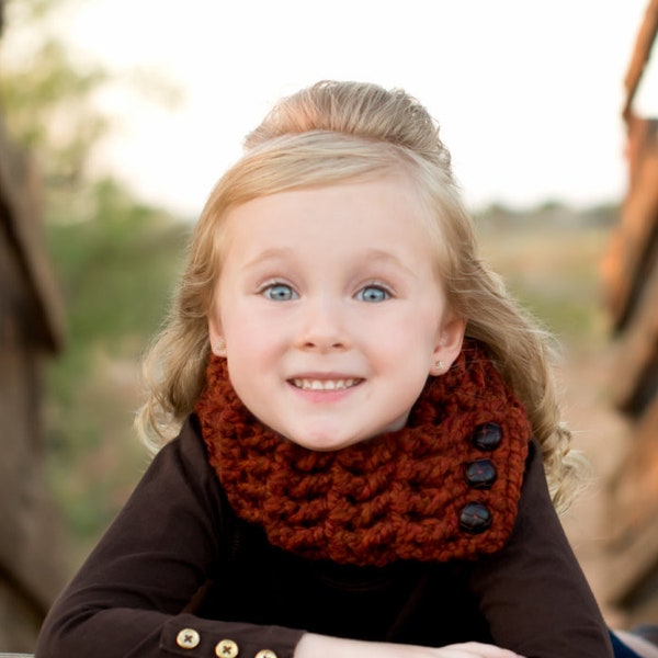 Écharpe boutonnée pour petite fille, femmes, tailles pour l'automne et l'hiver, grosse cagoule au crochet, cadeau écharpes en tricot confortable pour sa maman, orange citrouille épicée