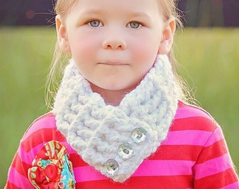 Toddler girl scarf chunky crochet button cowl warm cozy fall knit finds winter scarves knitwear unique gift for her white sparkle glitter