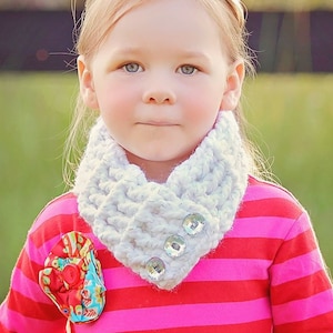 Toddler girl scarf chunky crochet button cowl warm cozy fall knit finds winter scarves knitwear unique gift for her white sparkle glitter