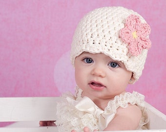 Baby girl hat 34 flower colors custom cream winter hospital beanie for fall coming home outfit photo prop shower gift newborn - womens sizes