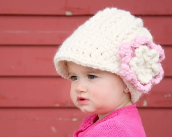 1T to 2T custom toddler girl hat 39 colors chunky crochet flower winter beanie warm cozy fall knit customize customizable personalized 1T-2T