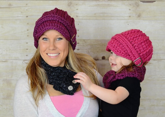 70 colors winter hat chunky crochet fall beanie with silver buckle warm cozy autumn knits unique gift for her baby girl toddler womens sizes