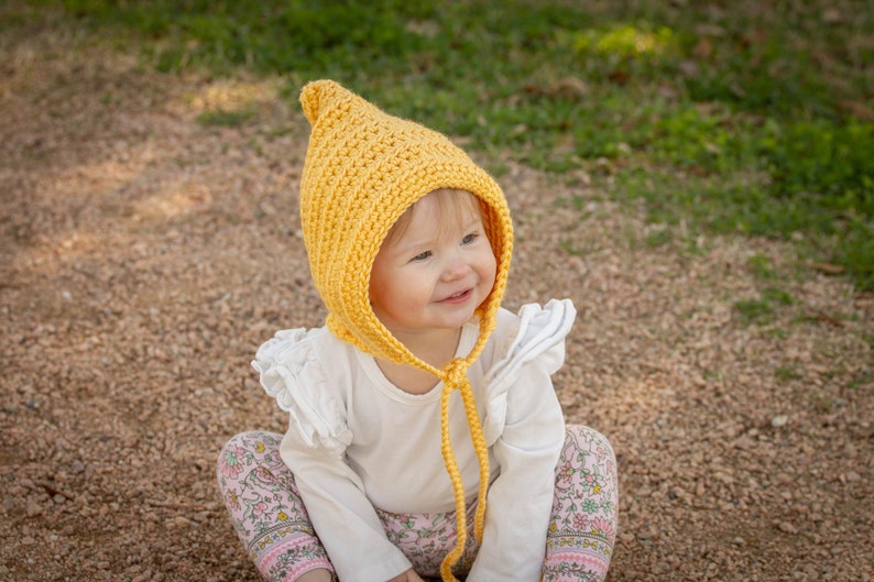 Baby girl hat 30 colors pixie elf gnome winter bonnet crochet knit fall fashion newborn toddlers womens sizes gift for her golden yellow image 4
