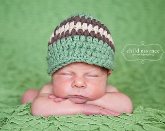 Baby boy hat olive green brown khaki winter hospital cap for coming home outfit newborn photography photo prop shower gift larger sizes