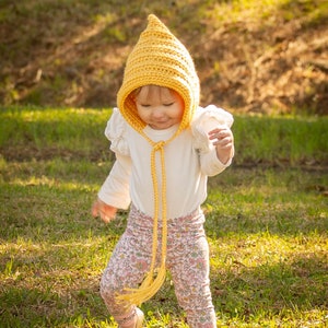 Baby girl hat 30 colors pixie elf gnome winter bonnet crochet knit fall fashion newborn toddlers womens sizes gift for her golden yellow image 5