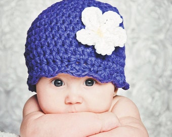 Purple baby girl hat 34 flower colors crochet spring hospital flapper hat for coming home outfit newborn photo prop personalized shower gift
