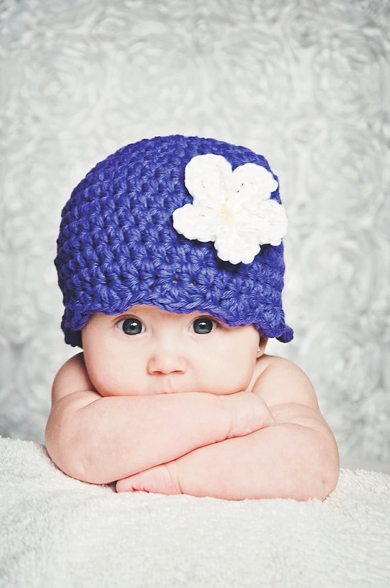 Purple Baby Girl Hat 34 Flower Colors Crochet Spring Hospital