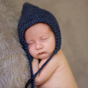 Pixie elf hat 45 colors winter gnome bonnet newborn baby toddlers girls womens womans sizes crochet knit unique gift for her dark navy blue 画像 6