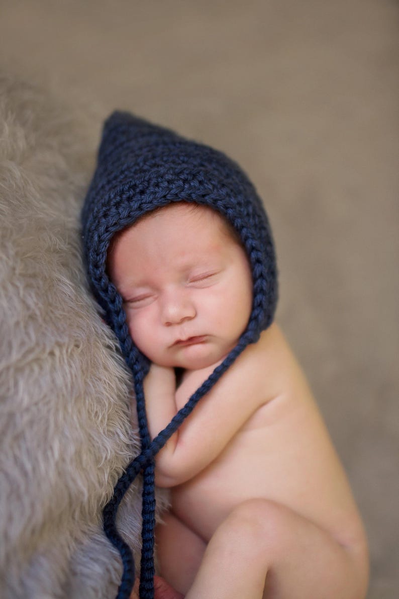 Pixie elf hat 45 colors winter gnome bonnet newborn baby toddlers girls womens womans sizes crochet knit unique gift for her dark navy blue 画像 6