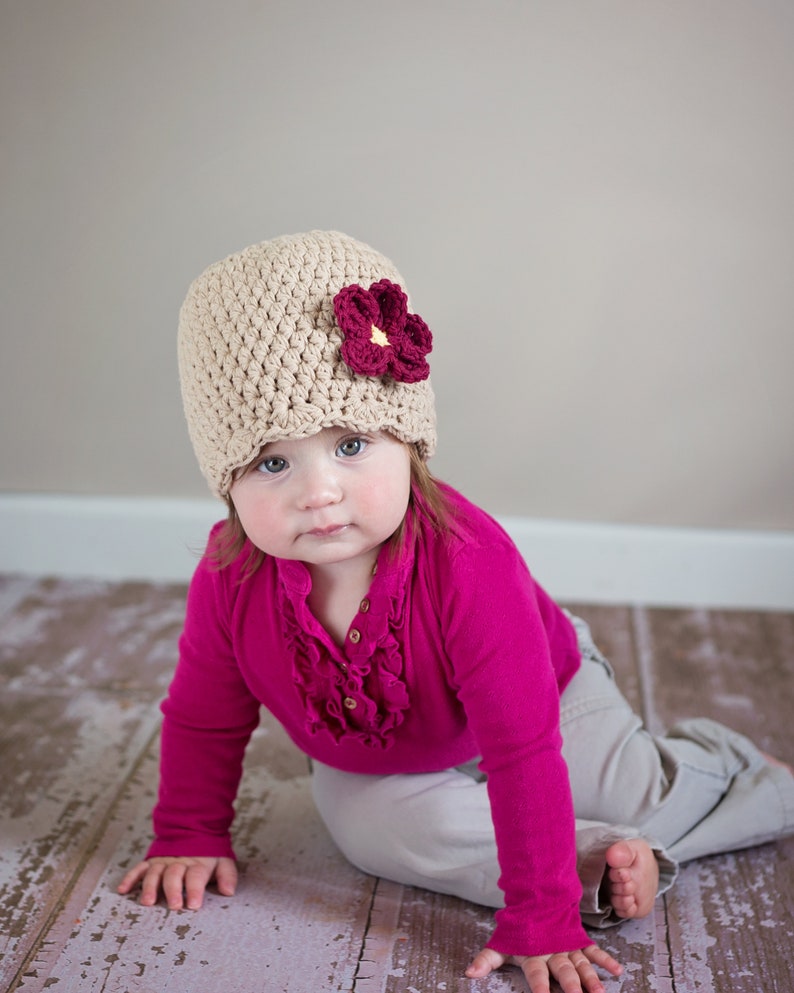 1T to 2T custom toddler girl hat 34 colors crochet flower knit flapper beanie spring fall winter hat personalized gifts clothes & clothing image 1