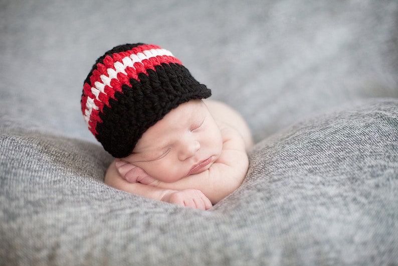 34 colors toddler boy hat custom newborn baby mens sizes crochet striped cap knit visor beanie with stripes personalized gift for him image 10