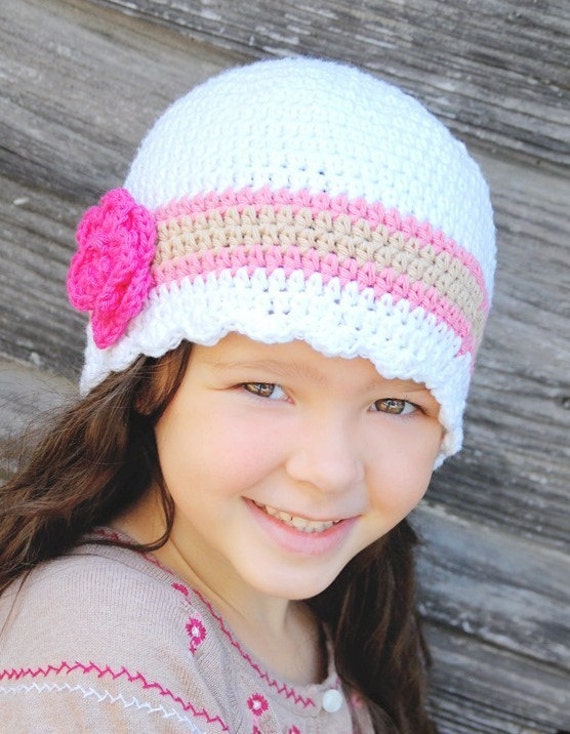 40 Colors Custom Crochet Flower Hat Striped Flapper Beanie 