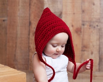 Baby elf hat 45 colors gnome winter bonnet newborn toddler girl sizes crochet knit Christmas photo prop unique gift for her dark red wine