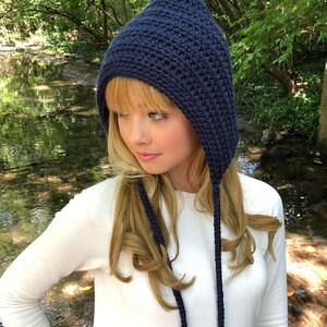 Pixie elf hat 45 colors winter gnome bonnet newborn baby toddlers girls womens womans sizes crochet knit unique gift for her dark navy blue 画像 3