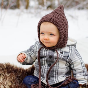 Baby gnome hat 45 colors pixie elf winter bonnet newborn boy toddler girl sizes crochet knit cold weather accessory gift for her brown taupe