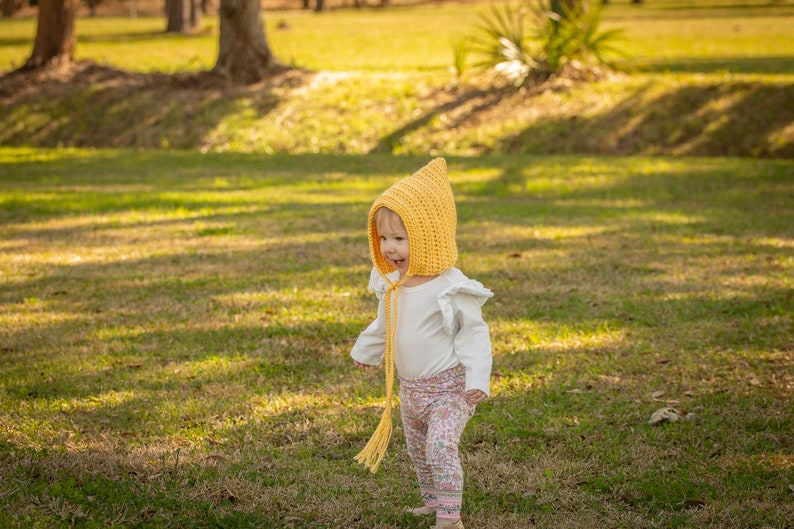 Baby girl hat 30 colors pixie elf gnome winter bonnet crochet knit fall fashion newborn toddlers womens sizes gift for her golden yellow image 6