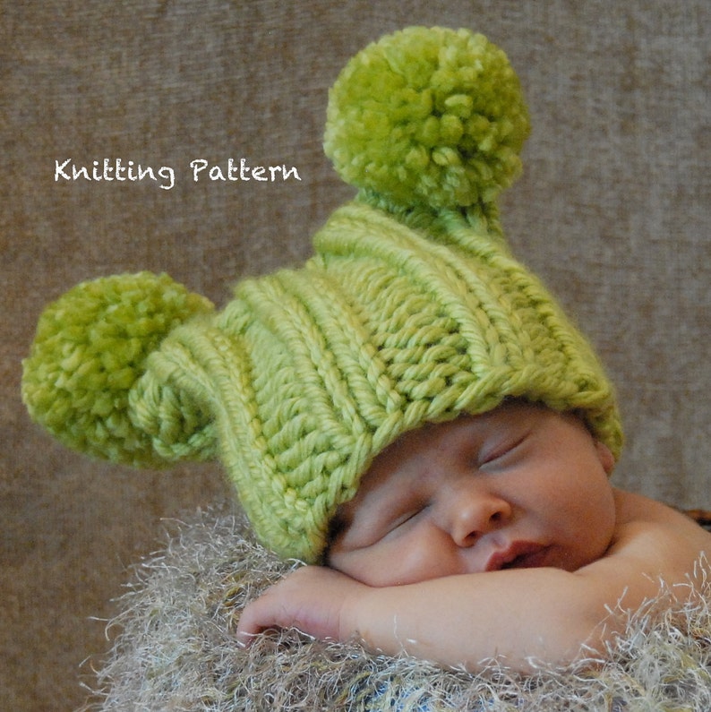 Super Chunky Ribbed Jester Pompom Baby Hat Knitting Pattern Etsy