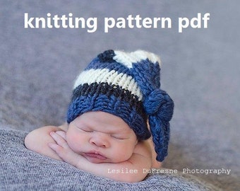 Chunky Knotted Long-Tail Newborn Hat Knitting Pattern PDF 135, INSTANT DOWNLOAD -- Permission to Sell Hats -- Over 35,000 patterns sold