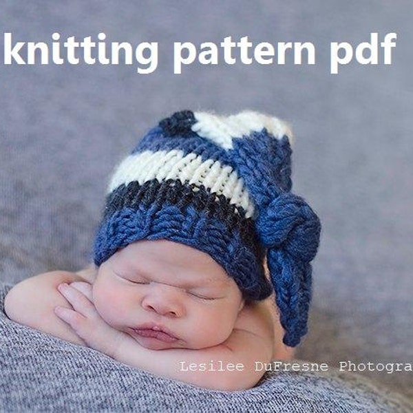 Chunky Knotted Long-Tail Newborn Hat Knitting Pattern PDF 135, INSTANT DOWNLOAD -- Permission to Sell Hats -- Over 35,000 patterns sold