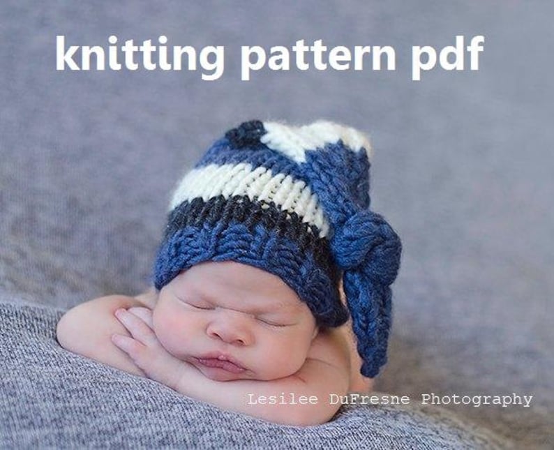 Chunky Knotted Long-Tail Newborn Hat Knitting Pattern PDF 135, INSTANT DOWNLOAD Permission to Sell Hats Over 35,000 patterns sold image 1