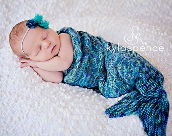 Mermaid Tail Cocoon Knitting Pattern -- Charming Newborn Photo Prop -- PDF Number 115 -- INSTANT DOWNLOAD -- 35,000 patterns sold