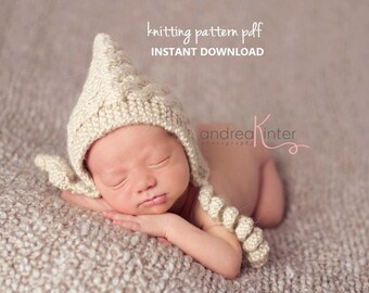 Cabled Gnome Bonnet Knitting Pattern in 6 Sizes, PDF Number 130, INSTANT DOWNLOAD -- Permission to Sell Hats -- Over 50,000 patterns sold