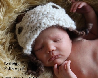 Aviator Bomber Ear Flap Baby Hat Knitting Pattern PDF 305 for Hand Spun Yarn, INSTANT DOWNLOAD -- Over 50,000 patterns sold