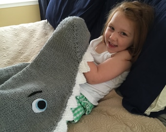 Shark Attack! Lap Blanket Knitting Pattern -- PDF 420 -- INSTANT DOWNLOAD