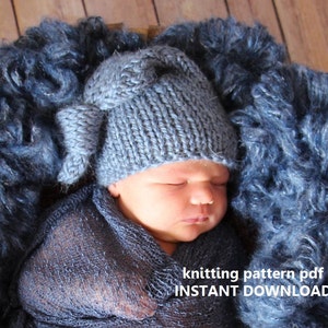 Chunky Knotted Long-Tail Newborn Hat Knitting Pattern PDF 135, INSTANT DOWNLOAD Permission to Sell Hats Over 35,000 patterns sold image 2