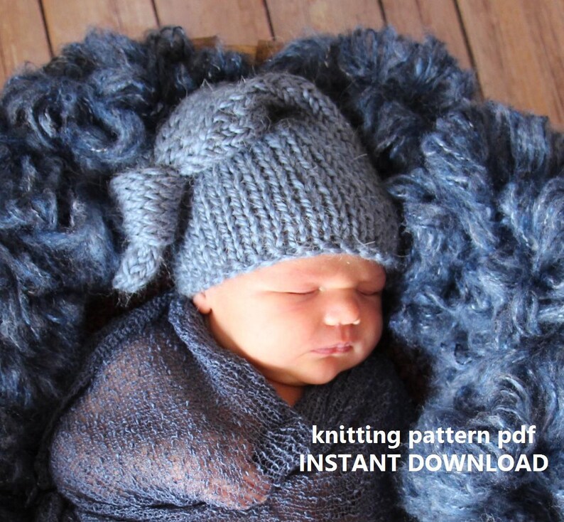 Chunky Knotted Long-Tail Newborn Hat Knitting Pattern PDF 135, INSTANT DOWNLOAD Permission to Sell Hats Over 35,000 patterns sold image 2