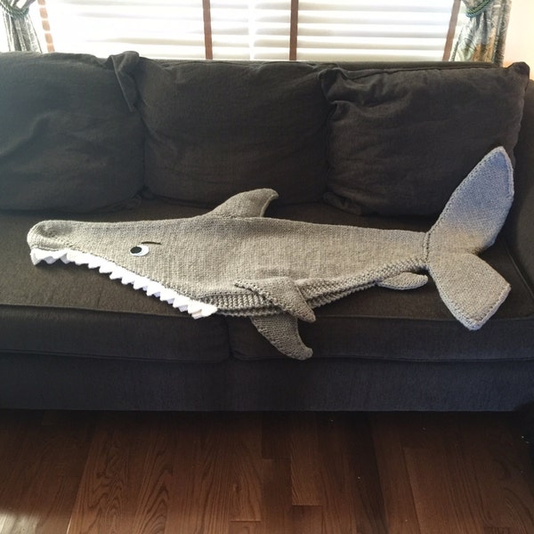 Shark Attack! Lap Blanket Knitting Pattern -- INSTANT DOWNLOAD -- PDF File -- Super Popular