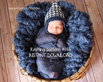 Houndstooth Newborn Bonnet Knitting Pattern, PDF Number 146 -- INSTANT DOWNLOAD -- Permission to Sell Hats -- Over 50,000 patterns sold