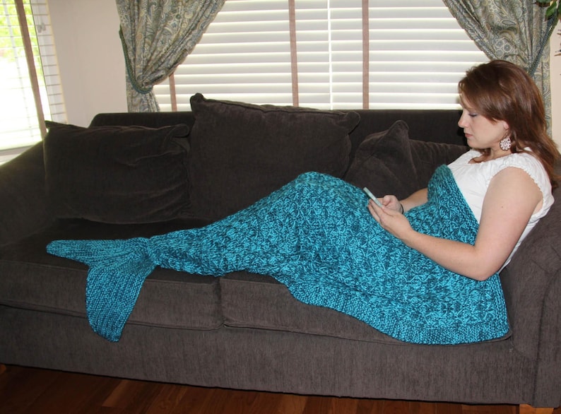 Adult Mermaid Tail Blanket Knitting Pattern PDF 415a Etsy