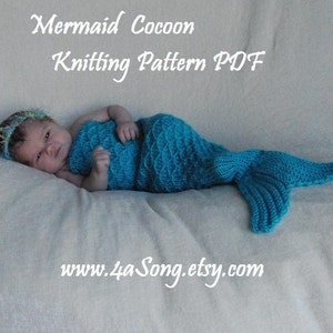 Mermaid Tail Cocoon Knitting Pattern Charming Newborn Photo Prop PDF Number 115 INSTANT DOWNLOAD 35,000 patterns sold image 3