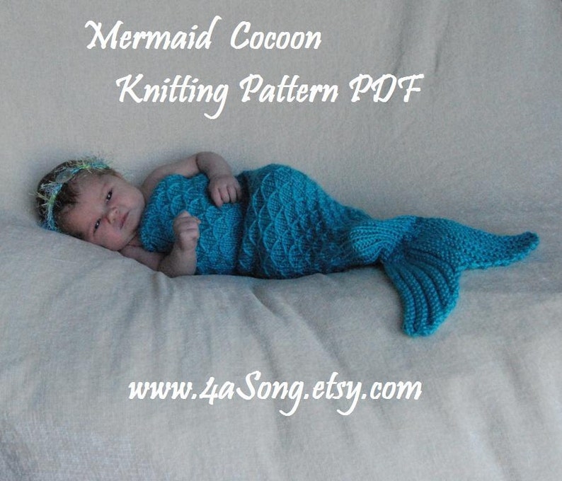 Mermaid Tail Cocoon Knitting Pattern Charming Newborn Photo Prop PDF Number 115 INSTANT DOWNLOAD 35,000 patterns sold image 3