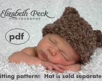 Baby Bear Roll Brim Hat Knitting Pattern PDF, Number 111 in 3 Sizes, INSTANT DOWNLOAD - Permission to Sell Hats - Over 45,000 patterns sold