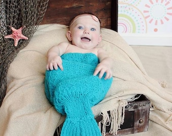 Mermaid Tail Cocoon Knitting Pattern -- Charming Newborn Photo Prop -- PDF Number 115 -- INSTANT DOWNLOAD -- 35,000 patterns sold