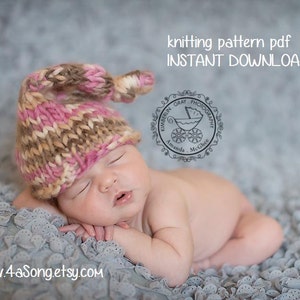 Chunky Knotted Long-Tail Newborn Hat Knitting Pattern PDF 135, INSTANT DOWNLOAD Permission to Sell Hats Over 35,000 patterns sold image 4