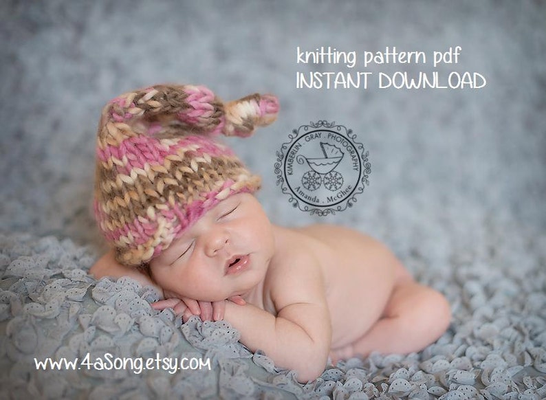 Chunky Knotted Long-Tail Newborn Hat Knitting Pattern PDF 135, INSTANT DOWNLOAD Permission to Sell Hats Over 35,000 patterns sold image 4