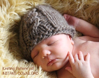 Cable Front Chunky Newborn Baby Beanie Knitting Pattern PDF 122 -- INSTANT DOWNLOAD -- Permission to sell hats --  Over 50,000 patterns sold