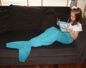 Mermaid Tail Lapghan Blanket Knitting Pattern for Children -- INSTANT DOWNLOAD -- Circular and Back-and-Forth Options Included