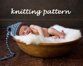 Long Tail Pixie Baby Hat Knitting Pattern in 3 Sizes, PDF Number 109, INSTANT DOWNLOAD -- Permission to Sell -- Over 50,000 patterns sold