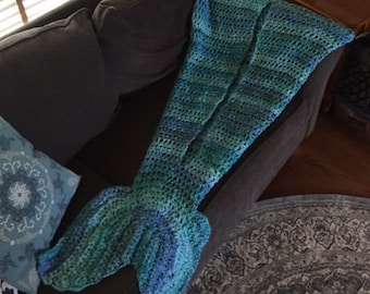 Angie's Quick and Easy Mermaid Tail Lap Blanket Crochet Pattern -- Make it as a tube or open in the back -- Adult and Children Sizes