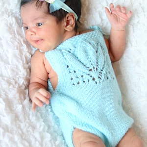 Lace Front Newborn Romper Knitting Pattern PDF - Instant Download