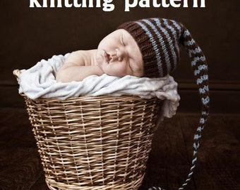 Long Tail Pixie Baby Hat Knitting Pattern in 3 Sizes, PDF 109, INSTANT DOWNLOAD -- Permission to sell hats - Over 50,000 patterns sold