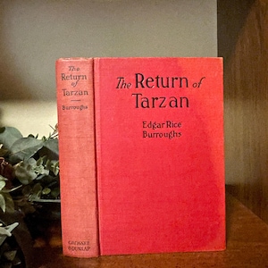 1915, The Return of Tarzan by Edgar Rice Burroughs, Antique/Vintage Hardcover Classic Children&#39;s Book